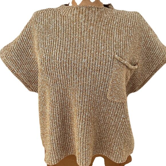 Free People Beach Tops - Free People Beach Sz L Freya Ribbed Sweater Tan Cotton Boxy Cropped Boho Casual